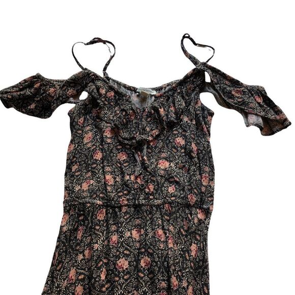 American Eagle Outfitter Strappy dress short, ruffle sleeve blk/pink floral XXS - Picture 7 of 7